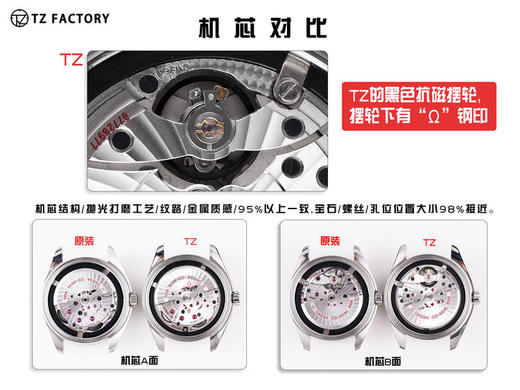 Z欧米茄海马150米系列，TZ厂购入原装，对每个配件进行一比一开模，同步原装【黑色抗磁摆轮】8500机芯，摆轮和原装一样在正六点钟位置.而且机芯走时稳定 商品图2