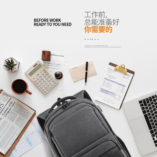 ODMALL 简约商务休闲多功能双肩包背包2020新款 电脑背包X19CB005 商品图3
