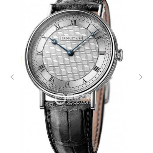 N宝玑经典系列5967BB/11/9W6腕表 宝玑具古典风格的焊接式圆角表耳 外壳缘饰钱币纹 采用了拉丝打磨罗马数字表盘刻度 烧钢蓝针 商品图0