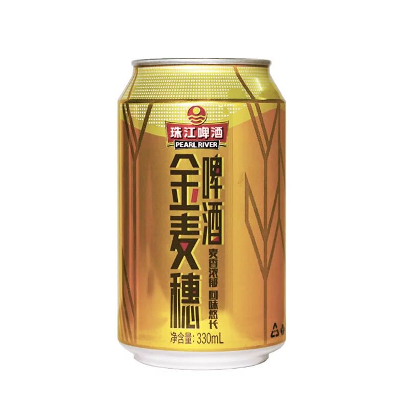 珠江啤酒金麦穗 330ml*24听整箱拉罐10°p小麦香浓