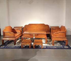 红桥红  家具严选  缅甸花梨(大果紫檀）  【弯腿直背素面沙发八件套】