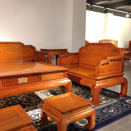 红桥红  家具严选  缅甸花梨(大果紫檀）  【弯腿直背素面沙发八件套】 商品图4