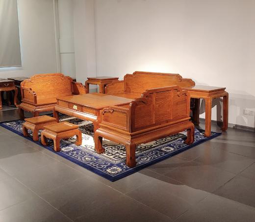 红桥红  家具严选  缅甸花梨(大果紫檀）  【弯腿直背素面沙发八件套】 商品图8