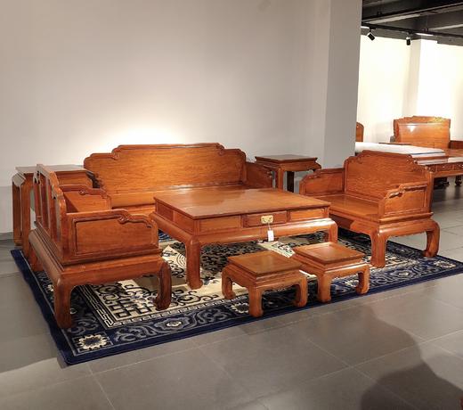 红桥红  家具严选  缅甸花梨(大果紫檀）  【弯腿直背素面沙发八件套】 商品图2