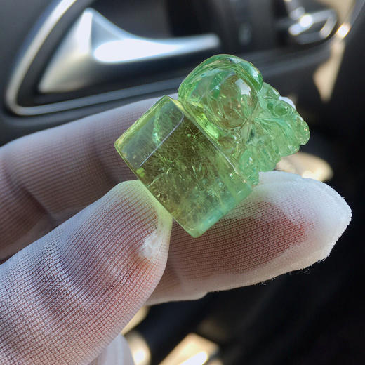 12.12g  23x19x13  薄荷渐变绿玻璃体碧玺貔貅印章 商品图1