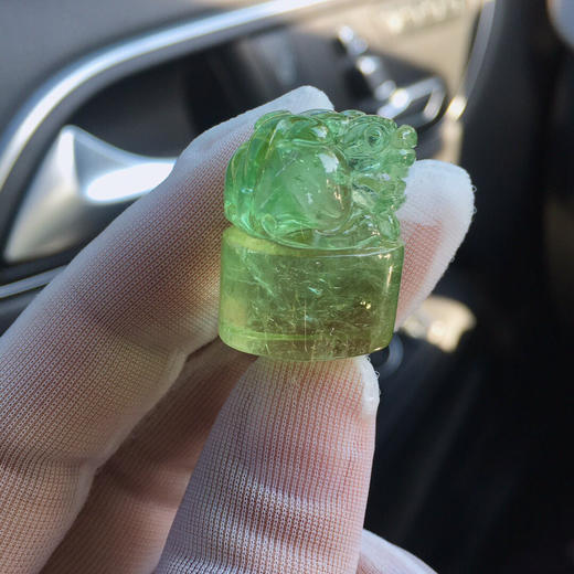 12.12g  23x19x13  薄荷渐变绿玻璃体碧玺貔貅印章 商品图7
