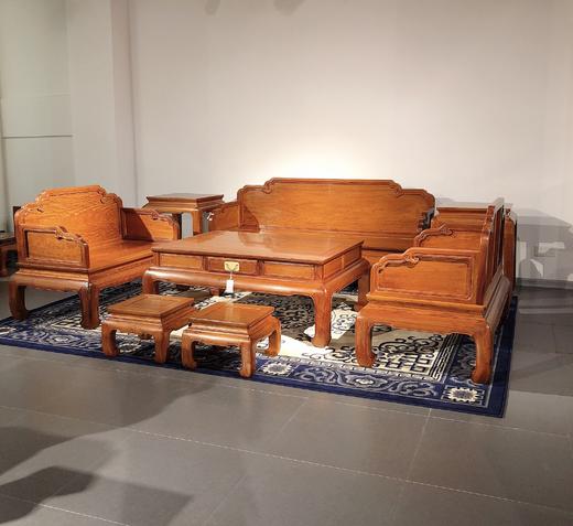 红桥红  家具严选  缅甸花梨(大果紫檀）  【弯腿直背素面沙发八件套】 商品图7