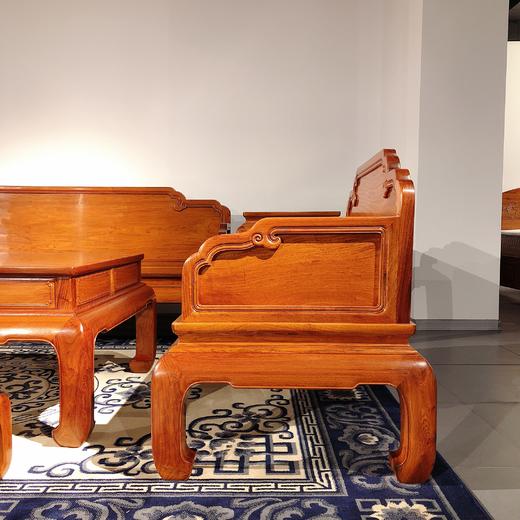 红桥红  家具严选  缅甸花梨(大果紫檀）  【弯腿直背素面沙发八件套】 商品图5