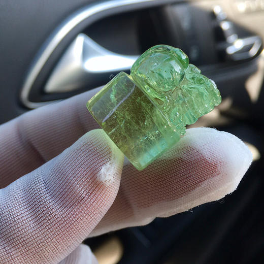 12.12g  23x19x13  薄荷渐变绿玻璃体碧玺貔貅印章 商品图2