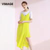 VIMAGE纬漫纪女装秋季新品无袖中长款纯色开叉背带连衣裙V1007639 商品缩略图0