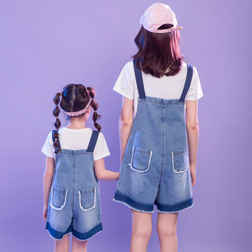 米妮哈鲁童装2019夏装新款韩版母女亲子装牛仔裤裤子ZH8682燚 商品图2