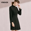 VIMAGE纬漫纪品牌女装新款修身显瘦一粒扣高腰连衣裙V1007632 商品缩略图0