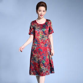 MY-92403高档桑蚕丝妈妈装真丝连衣裙TZW