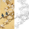 陈之佛竖幅工笔花鸟白描底稿-樱花蓝鹊-QA83 商品缩略图0