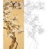 陈之佛竖幅工笔花鸟白描底稿-樱花小鸟-QA84 商品缩略图0