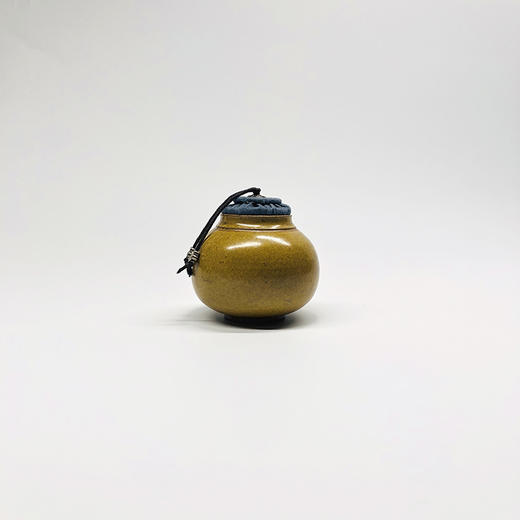 不仁斋鉴选 景德镇手拉胚柴窑葫芦皮色釉迷你储物罐 布艺茶罐02 商品图0