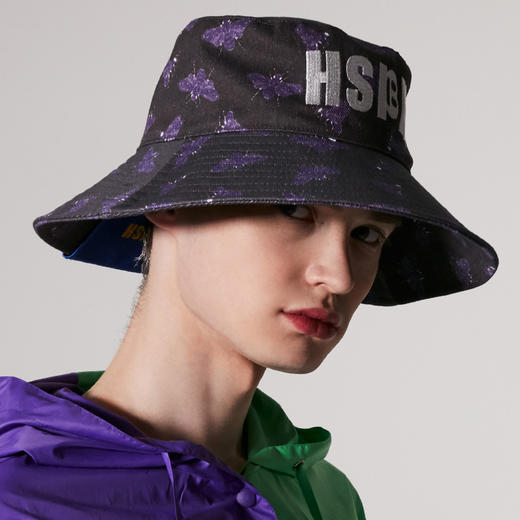 HSPM2019夏季新品设计师系列印花渔夫帽蟹壳紫灰色SP1836 商品图2