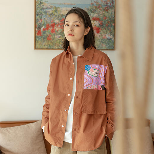 靴下物 原创设计糖果系列女装2019款春口袋跳跳糖印花衬衫外套 商品图0