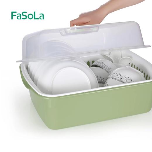 Fasola厨房塑料沥水碗架带盖碗筷餐具置物架收纳盒放碗碟滴水碗盘 商品图0