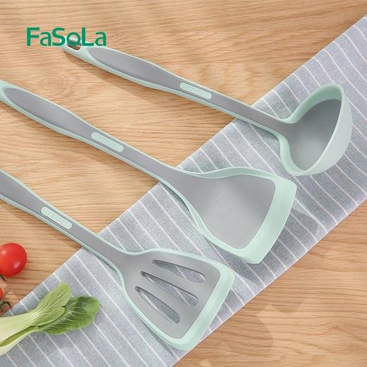 FaSoLa不粘锅撞色硅胶汤勺耐高温锅铲孔铲漏铲厨具长柄隔热防烫手柄 商品图0