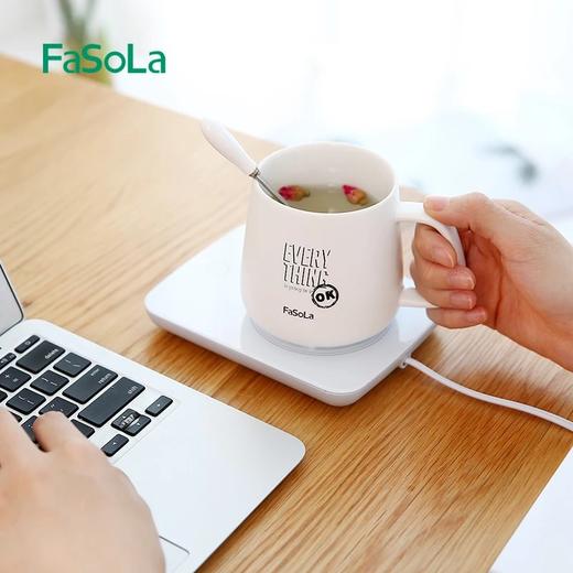 FaSoLa智能恒温杯55度保温底座杯垫暖暖杯加热牛奶陶瓷情侣马克杯 商品图4