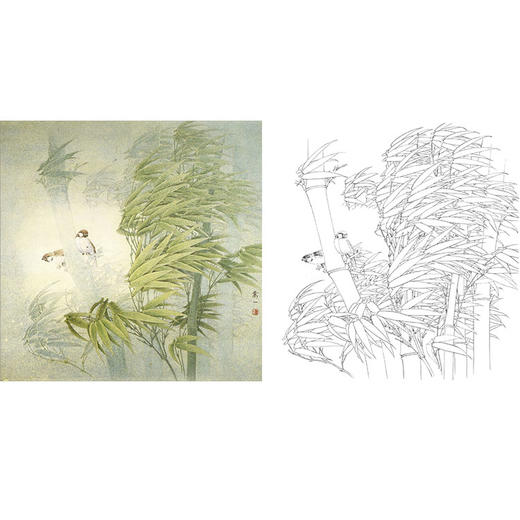 万一工笔花鸟竹子白描底稿-《风竹》斗方小品册页-多种白描尺寸可选-WT09 商品图0