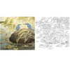 万一工笔花鸟白描底稿《争夺》斗方小品册页-多种白描尺寸可选-WT13 商品缩略图0