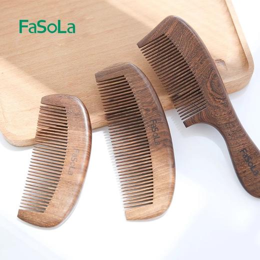 FaSoLa梳子黑金檀木防静电美发按摩脱发头梳长发大中小号整木木梳 商品图0