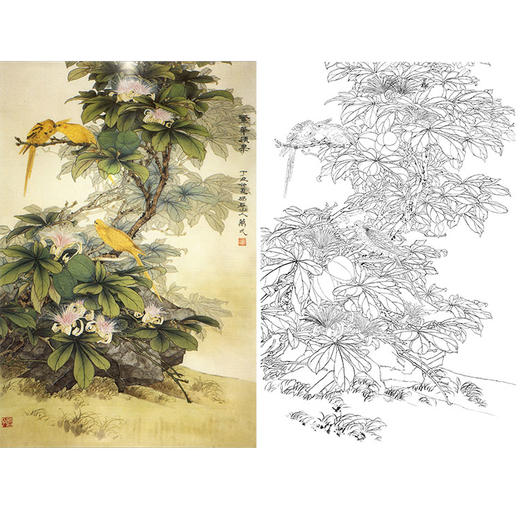 万一竖幅工笔花鸟白描底稿-《繁华硕果》-多种白描尺寸可选-WT23 商品图0