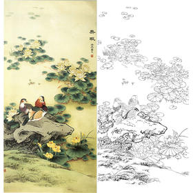万一竖幅工笔花鸟白描底稿-《无暇》-多种白描尺寸可选-WT35