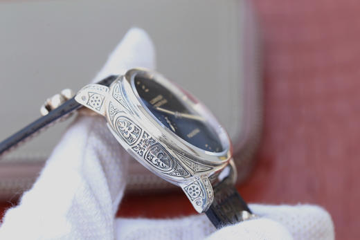 N沛纳海312/pam00312纯银腕表，经典三文治表盘（带有夜光），兰光双卜蓝宝石玻璃，通透性几乎感觉不到玻璃，男士手表 商品图4