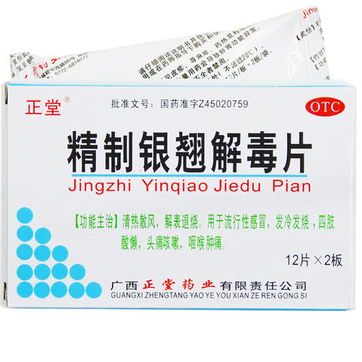 正堂 精制银翘解毒片 24片 清热散风 解表退烧 头痛咳嗽 咽喉肿痛 商品图0