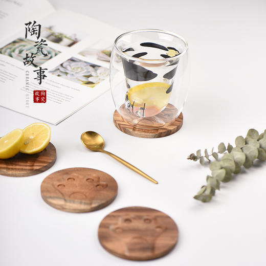 茶道配件-杯垫-实木猫爪杯垫 商品图4