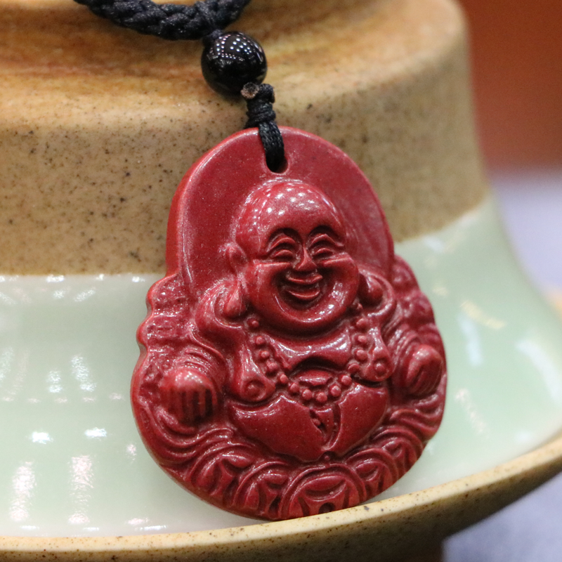 (z60112)天下凤凰朱砂,紫砂吊坠,弥勒佛紫砂吊坠