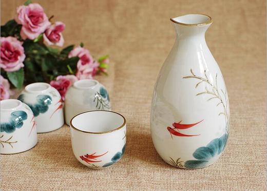 金鱼戏水酒具 日式高温釉下彩陶瓷清酒壶 一壶四杯酒具 商品图1