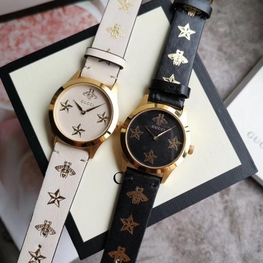 两色到货 新款Gucci古驰G-Timeless系列38毫米石英中性表，以全息图效果打造三维立体感，表面饰有Gucci标志造型小蜜蜂标识图案 商品图7