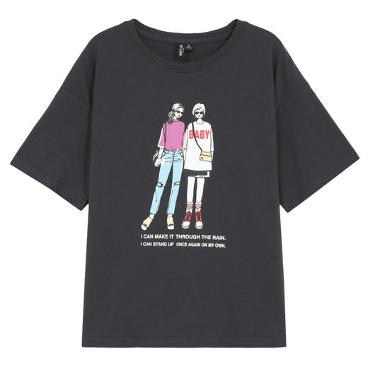 韩都衣舍2019韩版女装夏装新款印花基础款短袖T恤EK9250囡 商品图3