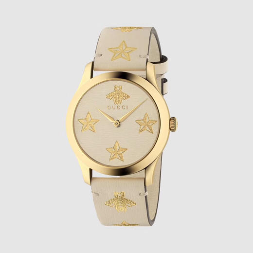 两色到货 新款Gucci古驰G-Timeless系列38毫米石英中性表，以全息图效果打造三维立体感，表面饰有Gucci标志造型小蜜蜂标识图案 商品图0