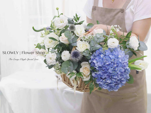 蓝色绣球花篮 商品图2