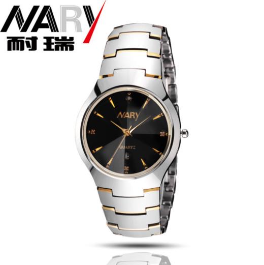 NARY/耐瑞 全自动石英非机械手表 男女镶钻钨钢带情侣表 商品图0