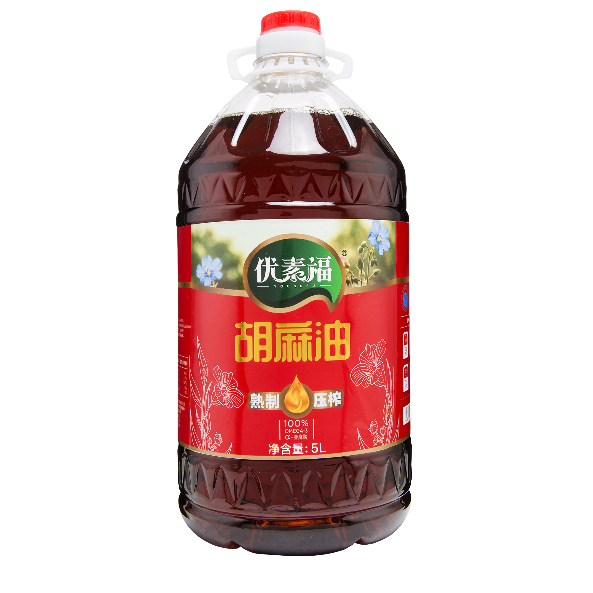 优素福 熟制压榨 胡麻油 5L 亚麻籽胡麻油 婴幼儿孕产妇食用油 浓香凉拌烹饪 包邮