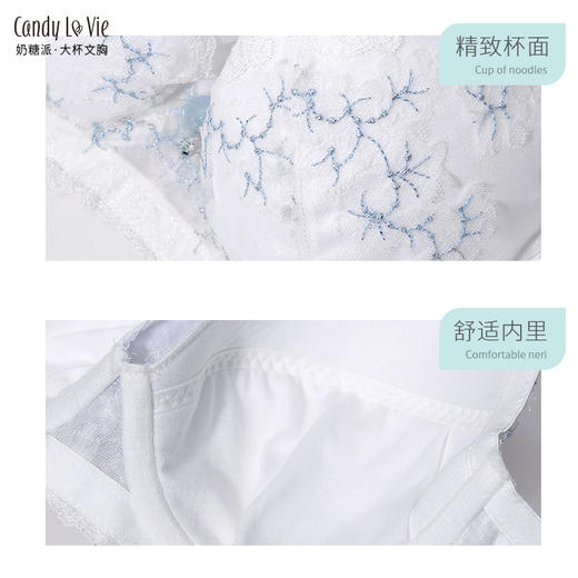 奶糖派大罩杯文胸 限量款雪绒花套装 高定同款金银丝绣线 大胸内衣 商品图2