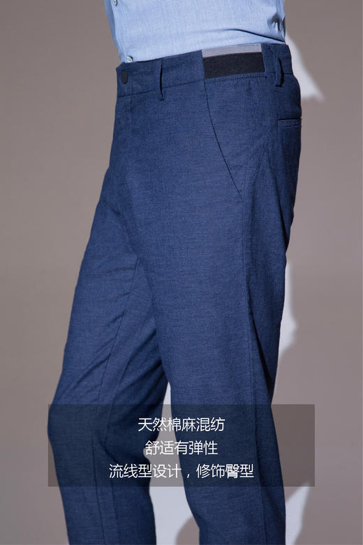 callisto深蓝色棉麻休闲裤SOCPW020BL 商品图5