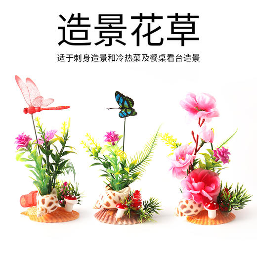 造景花草系列【14、15、16款】共贝壳底座三款，适于刺身造景，冷热菜及餐桌看台造景。 商品图0