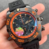 GF版本 黑鹰百年灵终极计时腕表（Chronomat 44 Raven）
炫酷黑色表壳、表盘饰以橙色元素，鲜明对比带来动感活力。经高强度碳化处理的黑钢表壳经缎纹磨砂处理，搭配黑色橡胶表带 商品缩略图1
