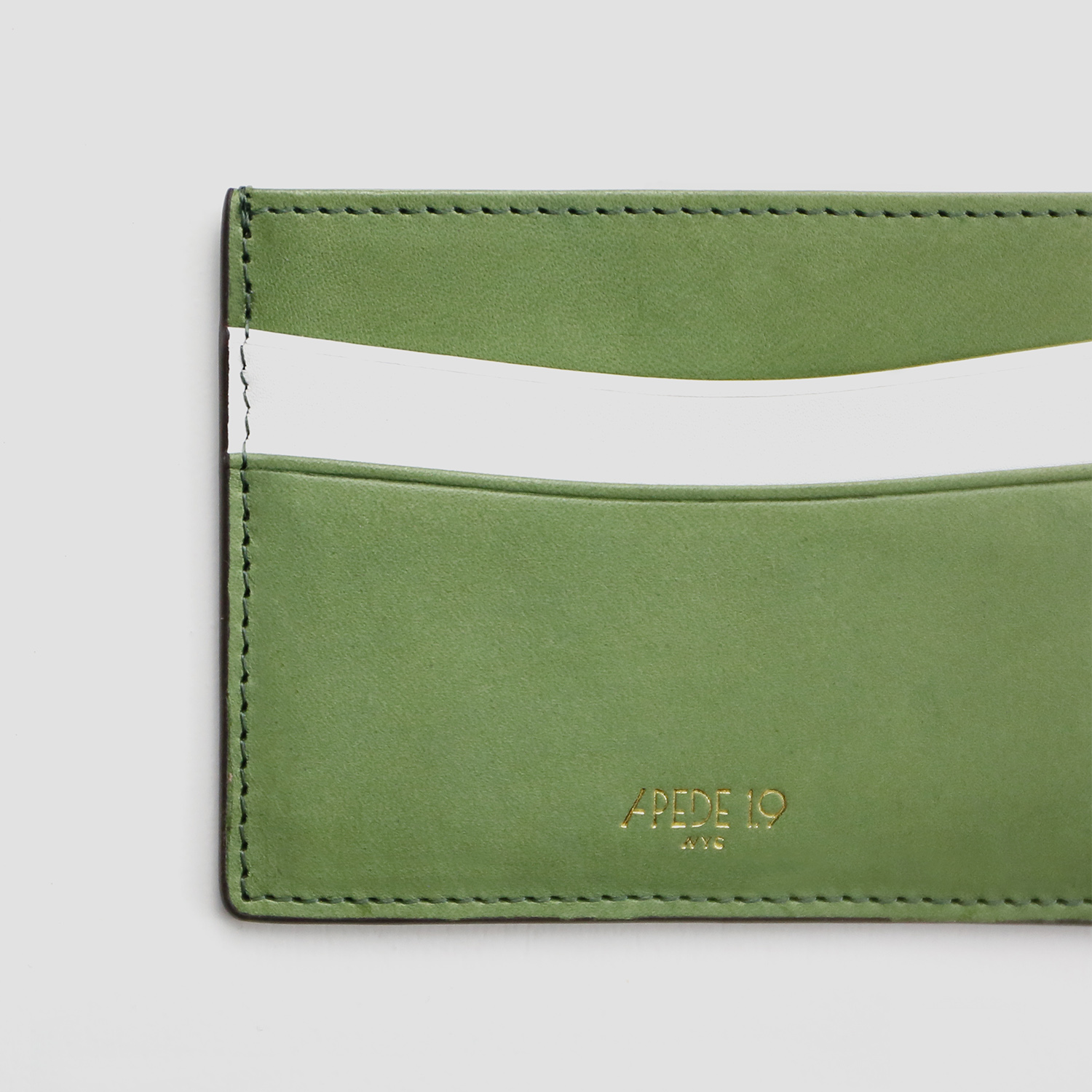 curve card holder 绿色白色拼色牛皮卡包