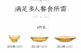 琥珀玻璃餐具碗浅深盘6件套