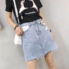 磨破牛仔裙半身裙女2019新款ins超火裙子高腰a字chic牛仔短裙夏季 商品缩略图3