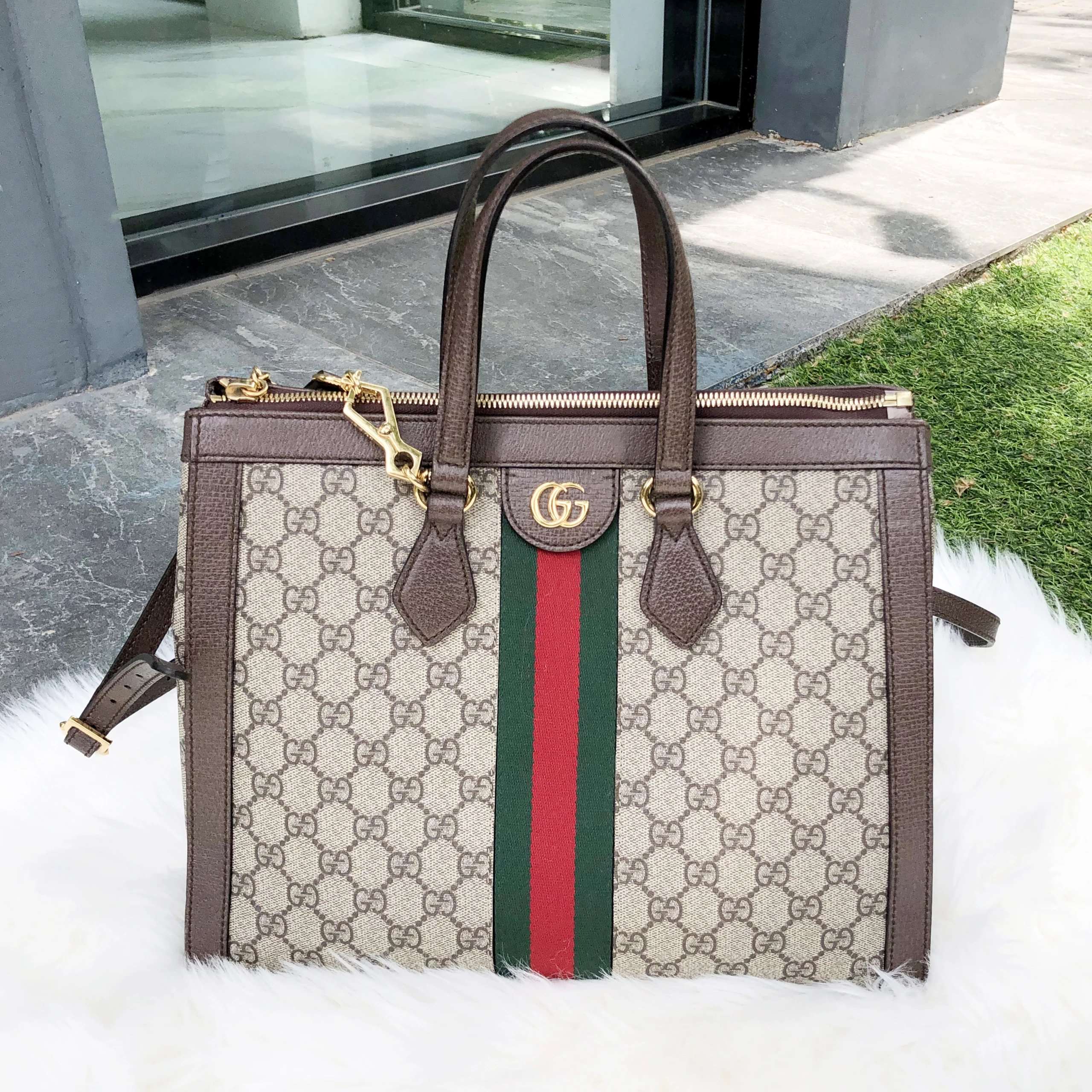 524537九六新gucci/古奇ophidia系列gg中号女士托特包