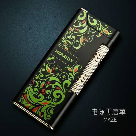 【点烟斗用斜火充气打火机】百诚HONEST超薄铜制金属侧滑砂轮打火机 商品图5
